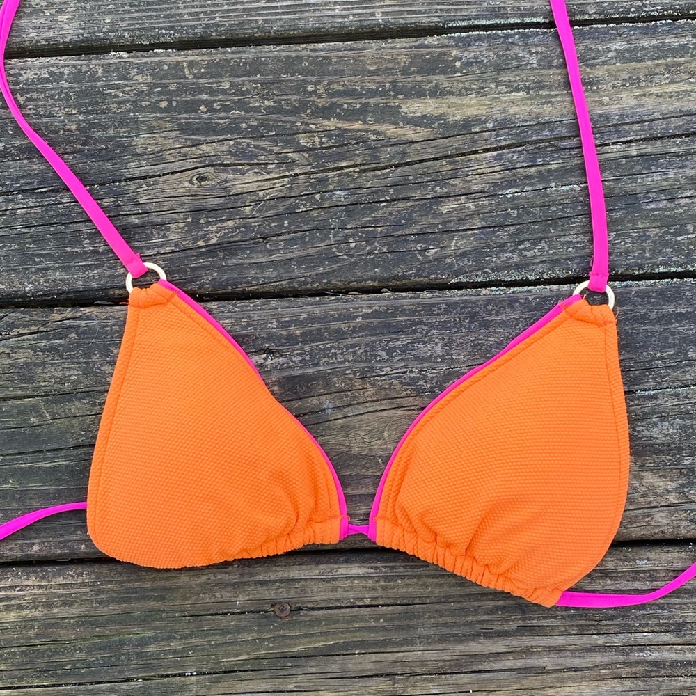 Ralph Lauren Orange Bikini Top with Pink Trim